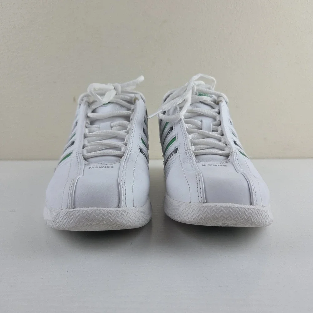 K Swiss Vintage Stripe Shifter White/Green Zig Zag Customizable Stripes Womens 7